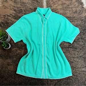 Men’s Short Sleeve Retro Polo Shirt - Turquoise Green - Original Use - Like NEW